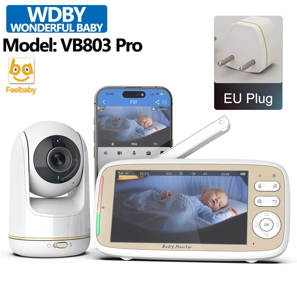 Babyphone Vidéo 5 Pouces WiFi – Contrôle APP & Écran, Zoom 3x PTZ, Vision Nocturne | VB803 PRO