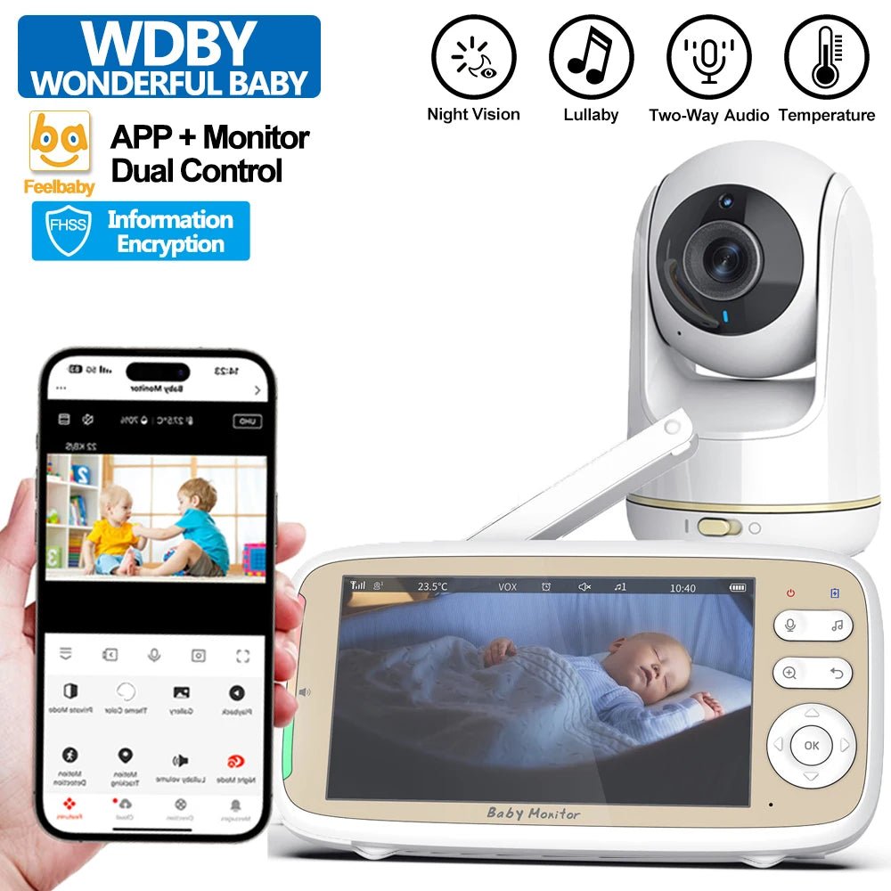 Babyphone Vidéo 5 Pouces WiFi – Contrôle APP & Écran, Zoom 3x PTZ, Vision Nocturne | VB803 PRO