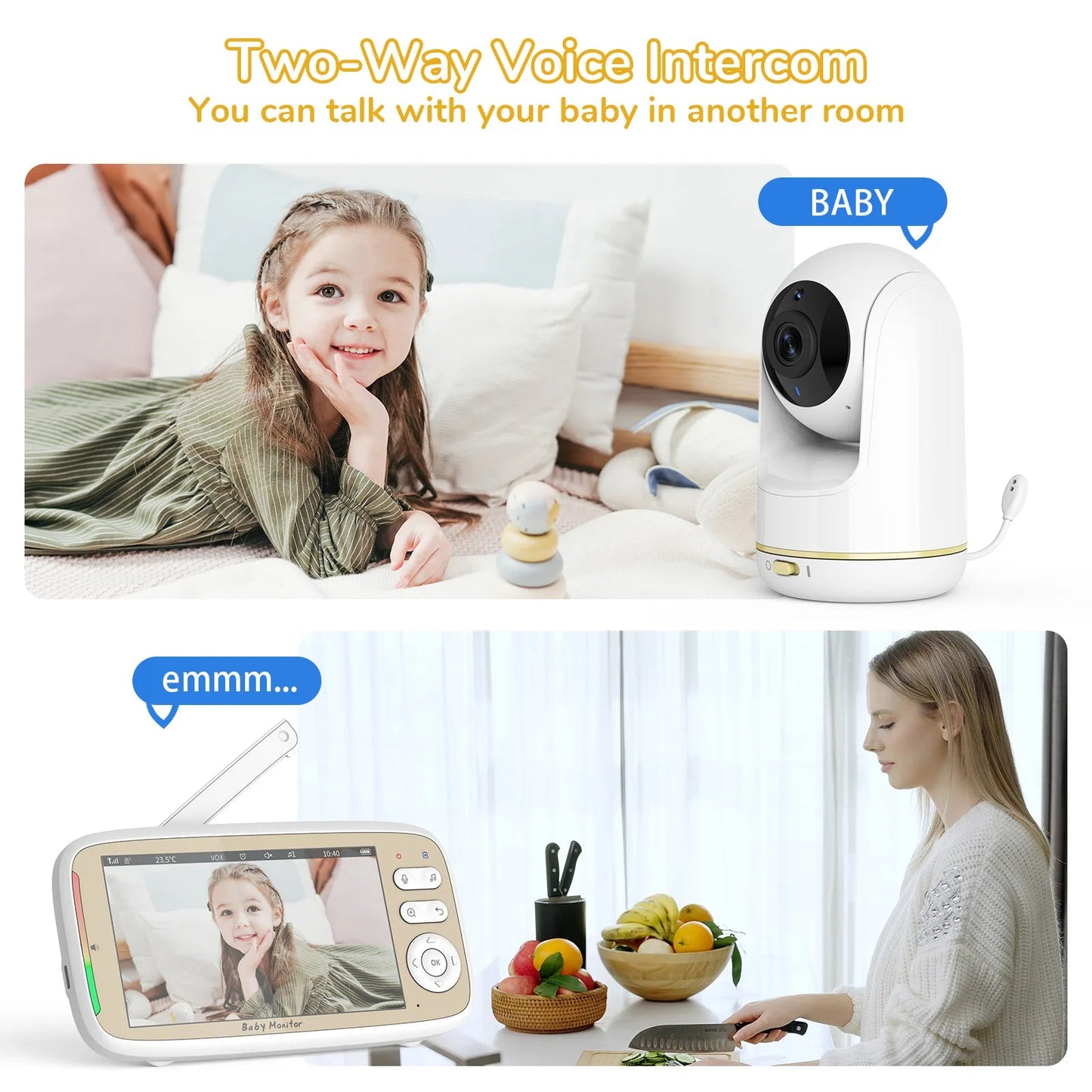 Babyphone Vidéo 5 Pouces WiFi – Contrôle APP & Écran, Zoom 3x PTZ, Vision Nocturne | VB803 PRO