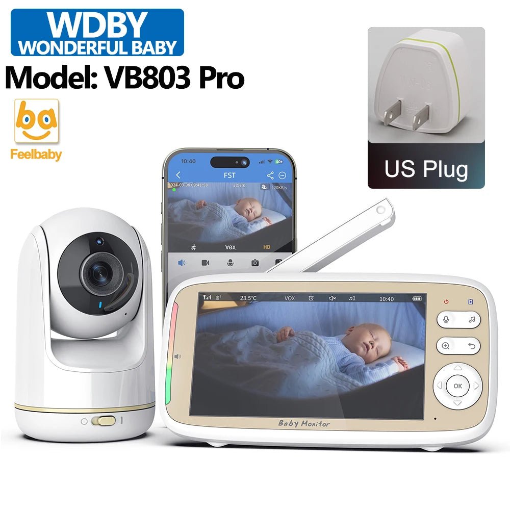 Babyphone Vidéo 5 Pouces WiFi – Contrôle APP & Écran, Zoom 3x PTZ, Vision Nocturne | VB803 PRO