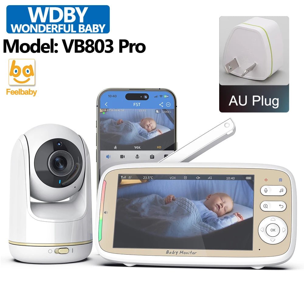 Babyphone Vidéo 5 Pouces WiFi – Contrôle APP & Écran, Zoom 3x PTZ, Vision Nocturne | VB803 PRO
