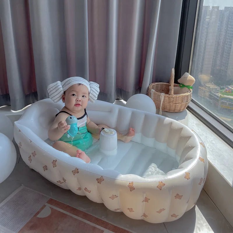 Baignoire Gonflable Bébé Enfant Cartoon Pliable 90x55cm – Portable Intérieur & Extérieur | 0-8 Ans