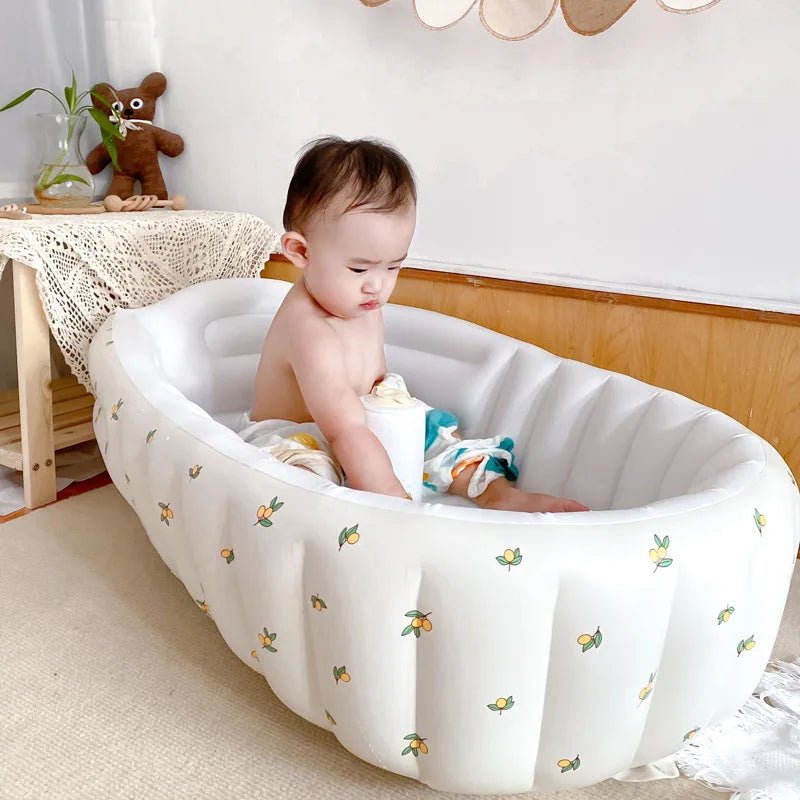 Baignoire Gonflable Bébé Enfant Cartoon Pliable 90x55cm – Portable Intérieur & Extérieur | 0-8 Ans