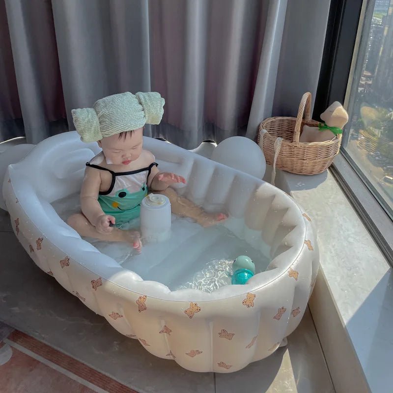 Baignoire Gonflable Bébé Enfant Cartoon Pliable 90x55cm – Portable Intérieur & Extérieur | 0-8 Ans