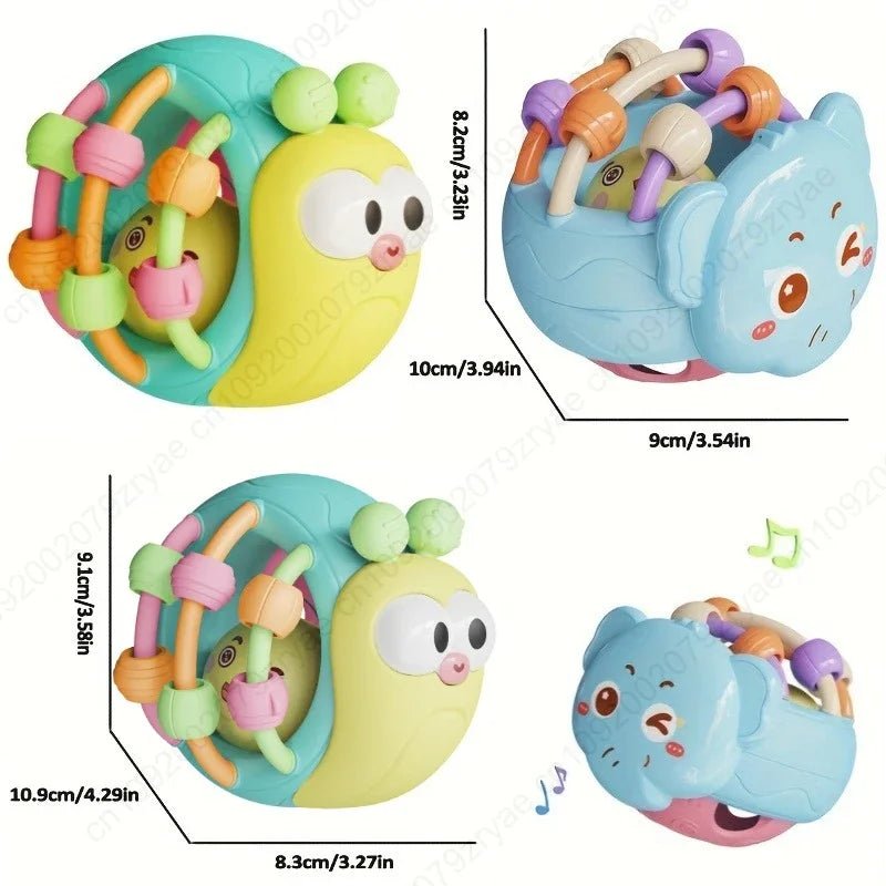 Balles Hochet Douces Bébé – Éveil Sensoriel & Ramper 0-12 Mois | Éléphant & Escargot