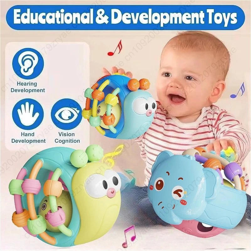 Balles Hochet Douces Bébé – Éveil Sensoriel & Ramper 0-12 Mois | Éléphant & Escargot