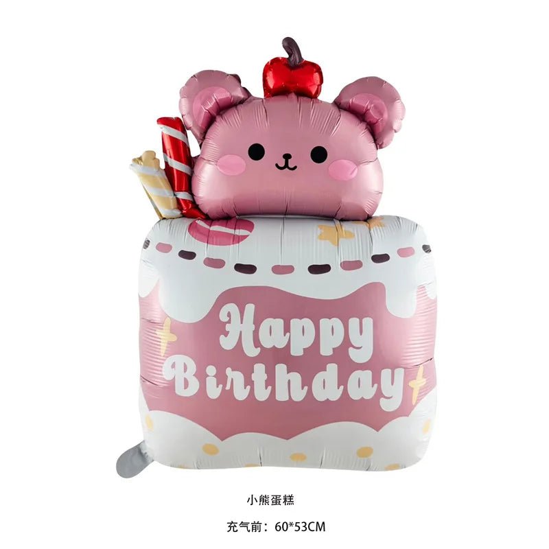 Kawaii Birthday Cake Aluminum Balloon – 1st Birthday, Children & Baby Shower Party Decoration