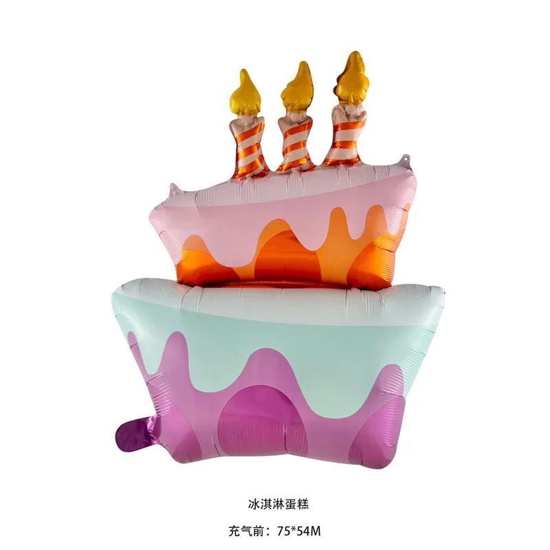 Kawaii Birthday Cake Aluminum Balloon – 1st Birthday, Children & Baby Shower Party Decoration