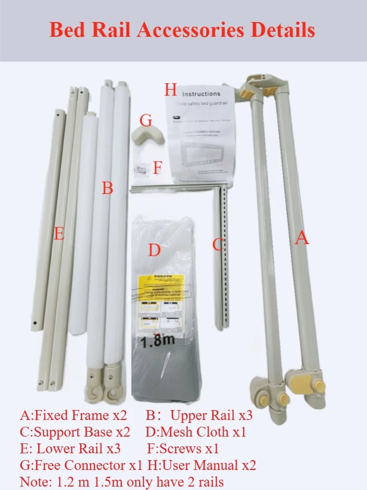 Barrière de Lit Anti-Chute Bébé & Enfant Réglable – Rail de Sécurité Lit 1.5M à 2.0M