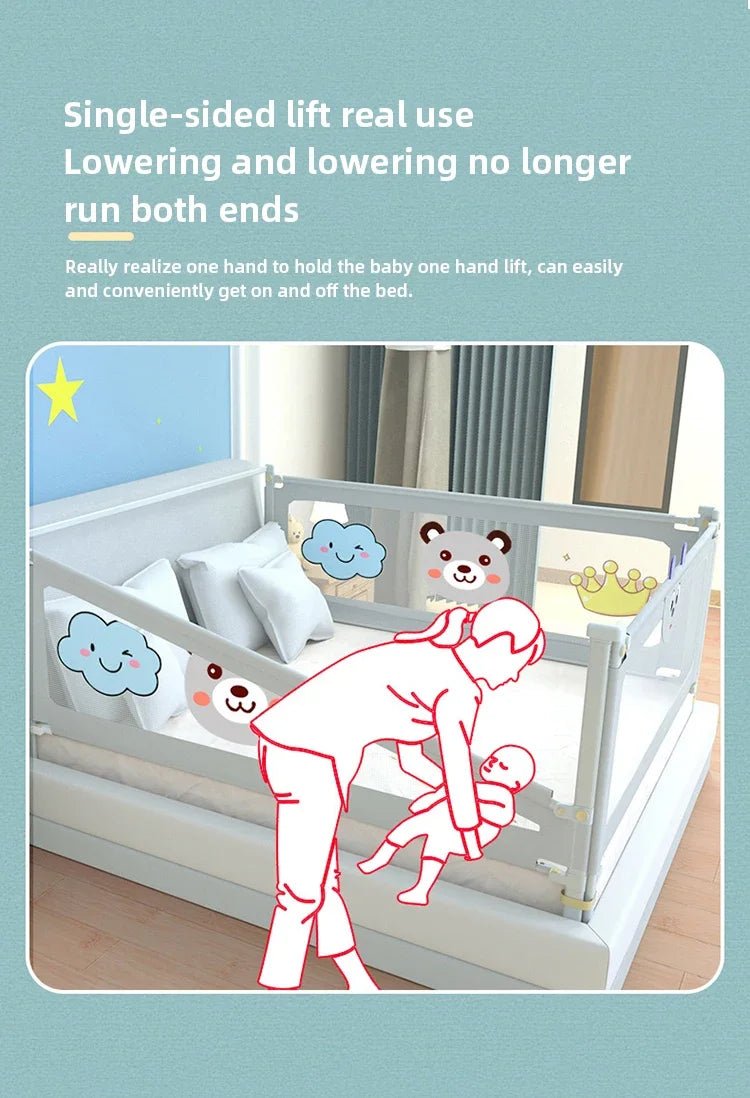 Barrière de Lit Anti-Chute Bébé & Enfant Réglable – Rail de Sécurité Lit 1.5M à 2.0M