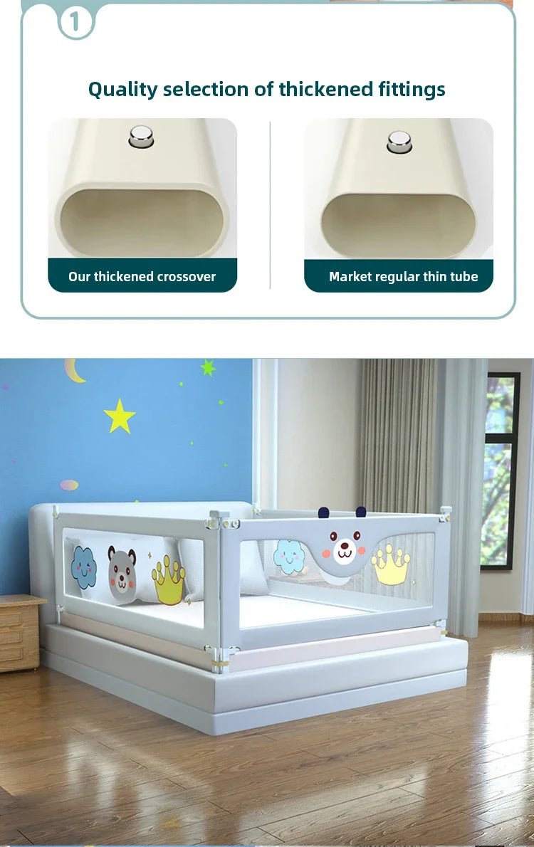 Barrière de Lit Anti-Chute Bébé & Enfant Réglable – Rail de Sécurité Lit 1.5M à 2.0M