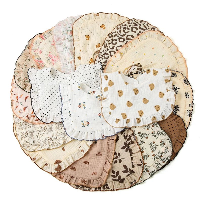 Bavoir Bandana Bébé Mousseline Coton Bio – Volant Floral Absorbant Nouveau-Né 0-18 Mois