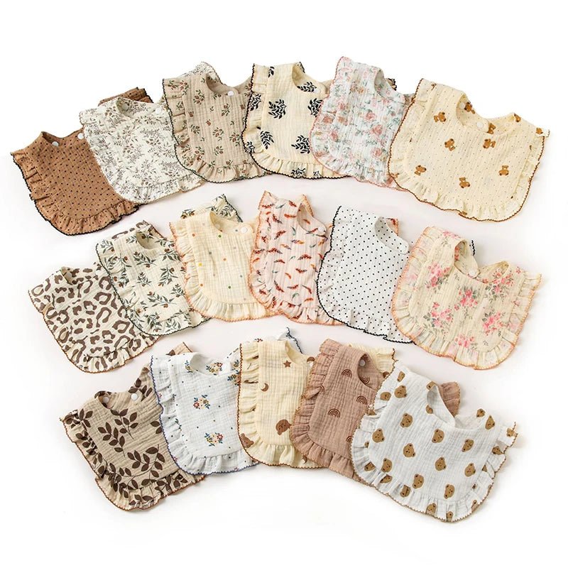 Bavoir Bandana Bébé Mousseline Coton Bio – Volant Floral Absorbant Nouveau-Né 0-18 Mois