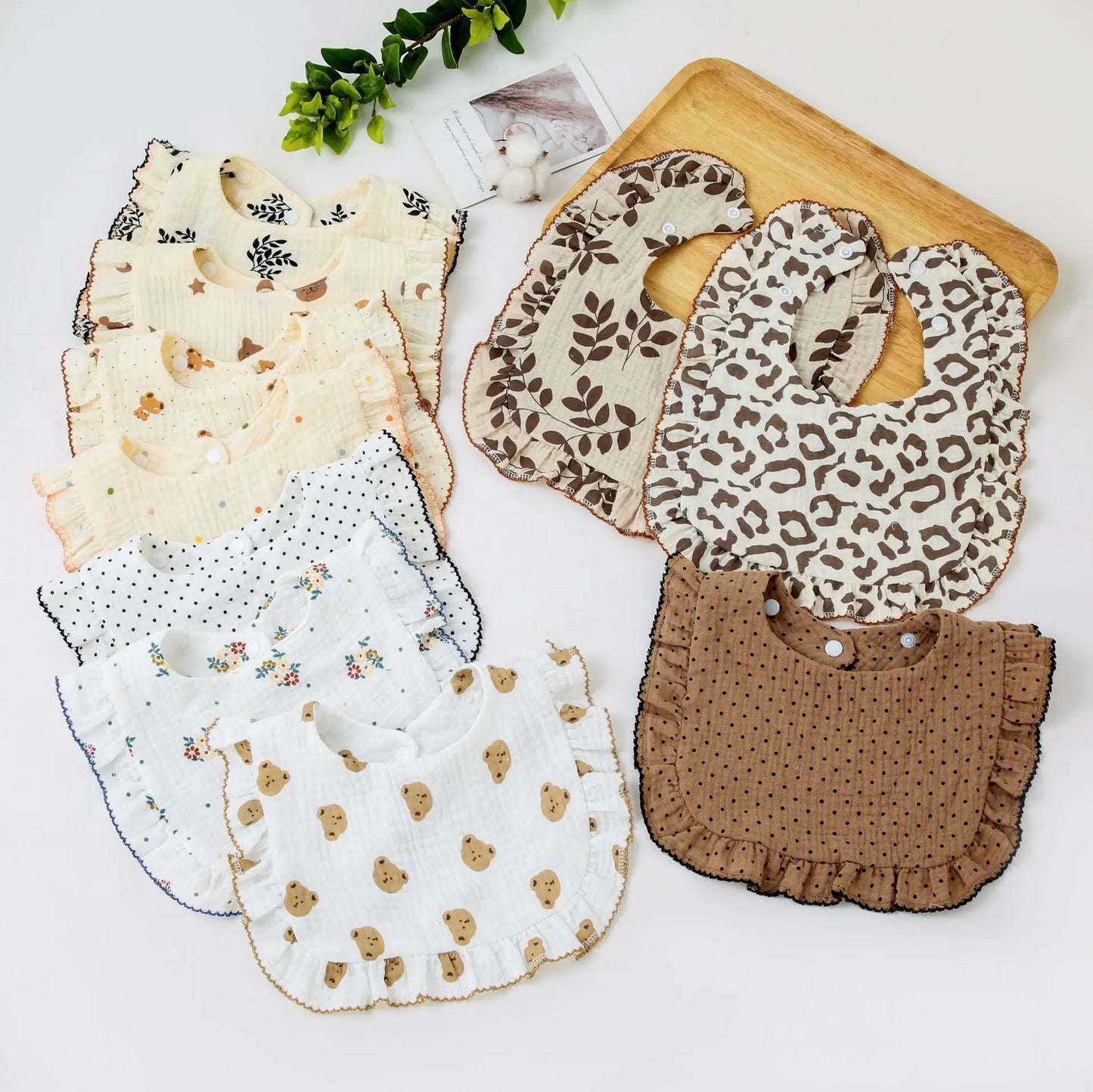 Bavoir Bandana Bébé Mousseline Coton Bio – Volant Floral Absorbant Nouveau-Né 0-18 Mois