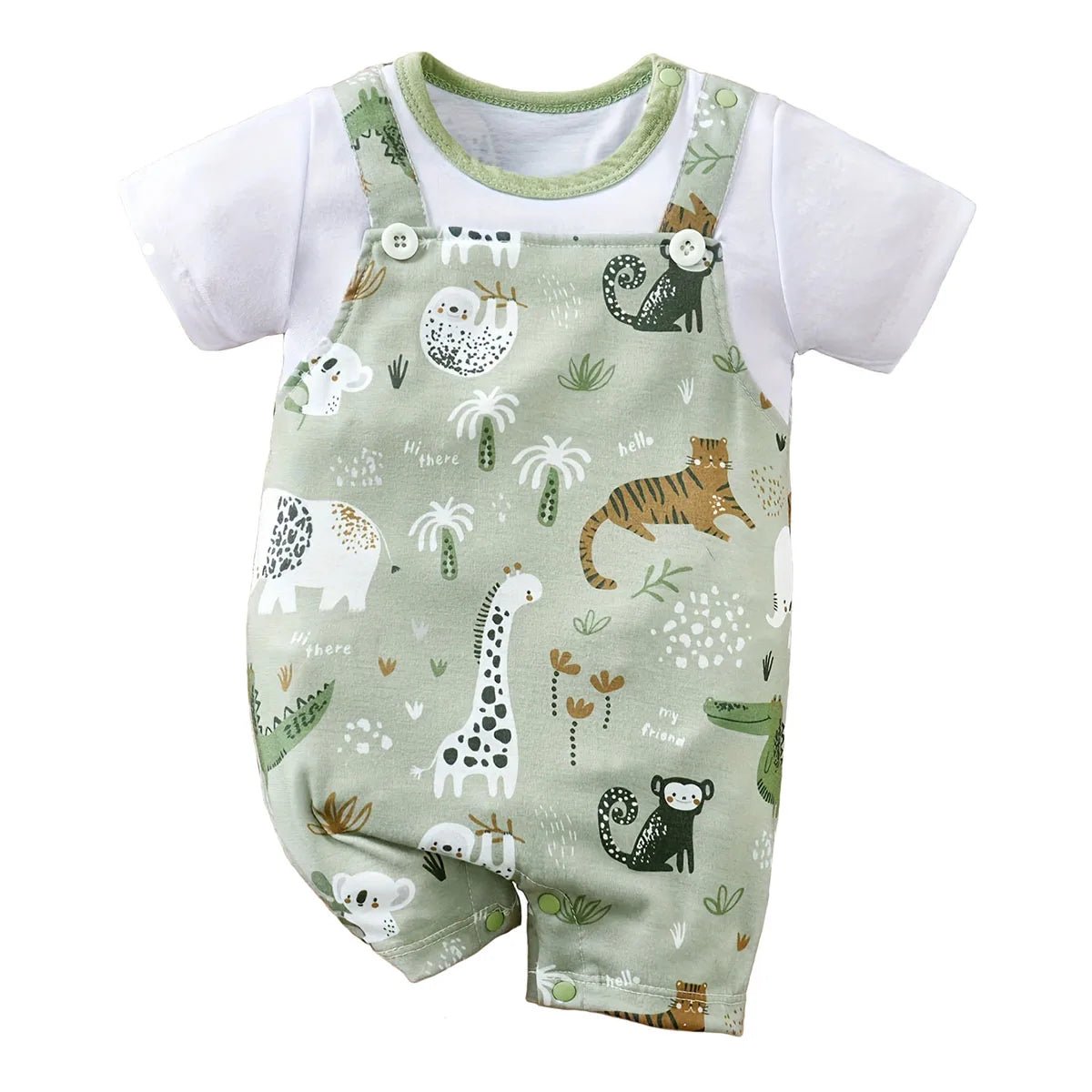 Body Bébé Garçon Animaux Jungle – Grenouillère Manches Courtes Motif Zoo Savane Naissance