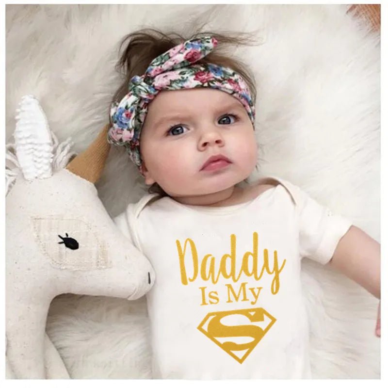 Body Bébé Humour Papa Mon Héros – Grenouillère Nouveau-Né Garçon & Fille Cadeau Naissance Drôle Original