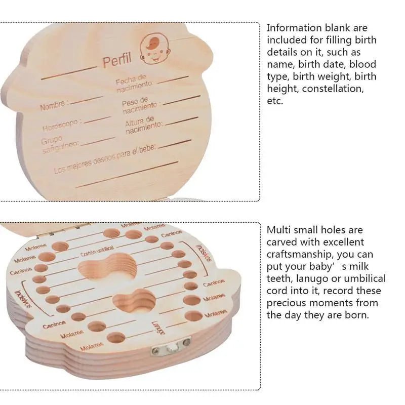 Boîte à Dents de Lait en Bois Garçon & Fille – Coffret Souvenir Naissance Bébé Cadeau Original