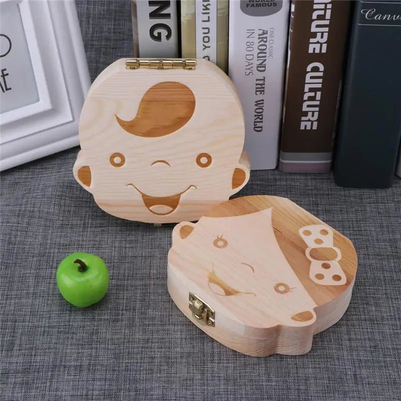 Boîte à Dents de Lait en Bois Garçon & Fille – Coffret Souvenir Naissance Bébé Cadeau Original