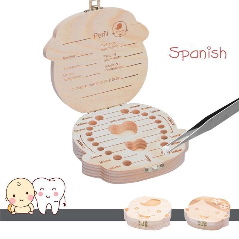 Boîte à Dents de Lait en Bois Garçon & Fille – Coffret Souvenir Naissance Bébé Cadeau Original