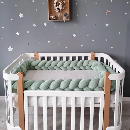Bumper Lit Bébé Tressé Nœuds Rembourré – Tour de Lit Berceau Lavable 1M 2M 3M 4M