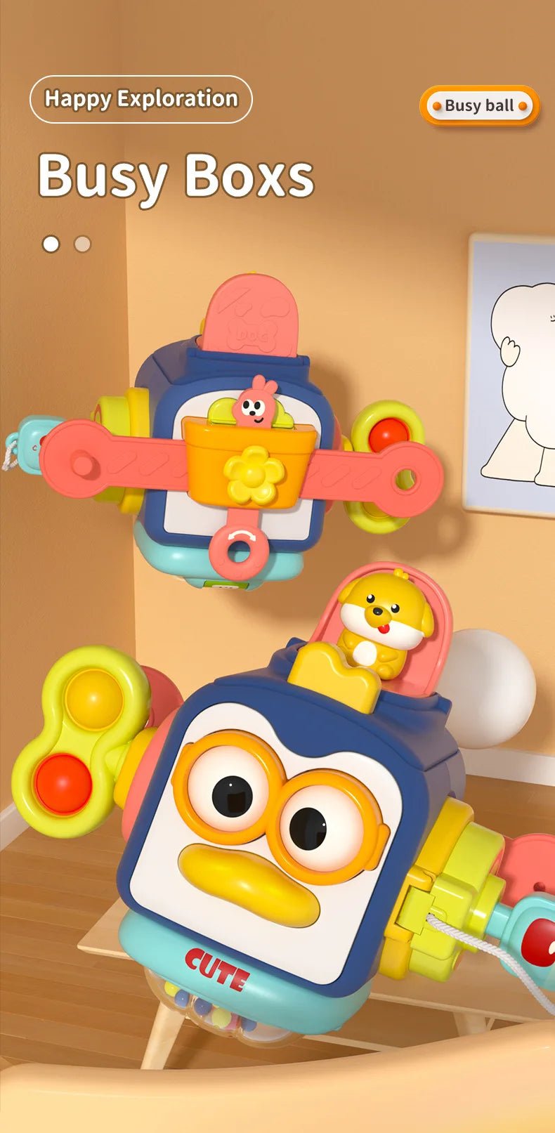 Busy Board Cube Montessori Bébé – Jouet Éducatif Sensoriel Motricité Fine | 5 Modèles | Voyage
