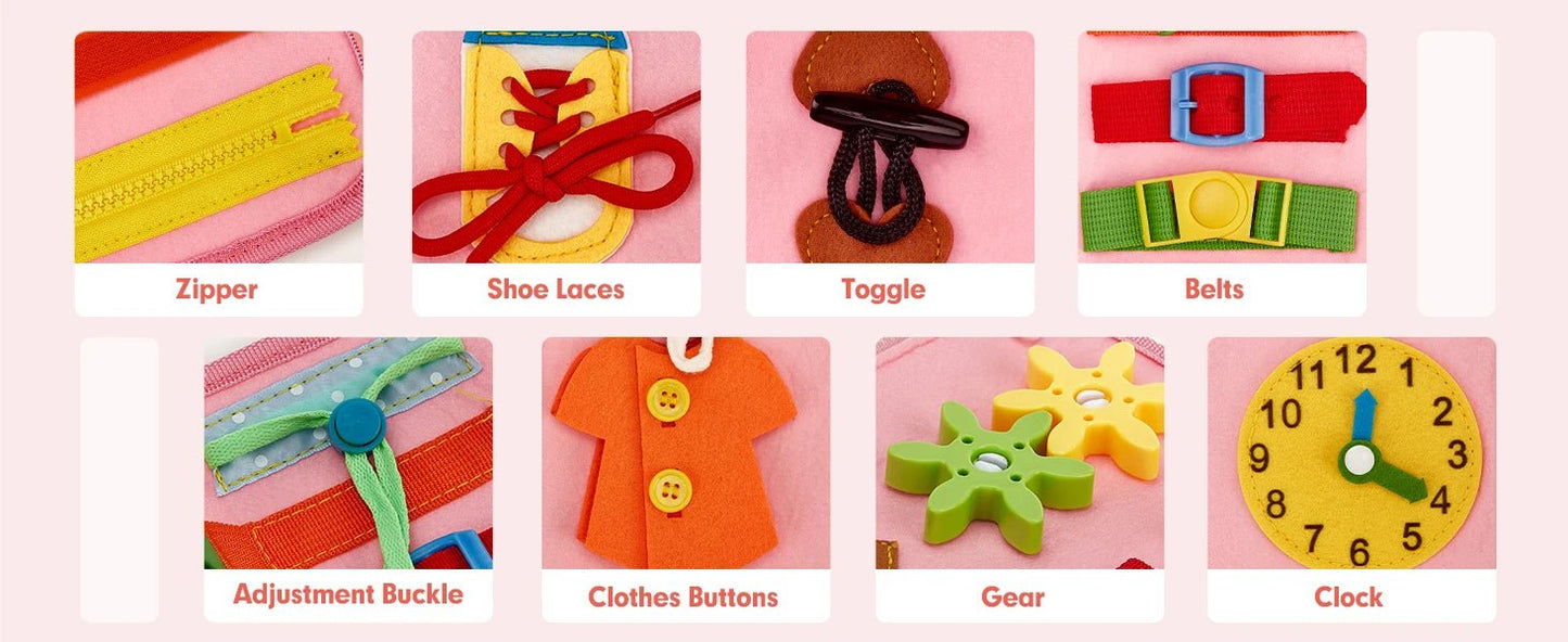 Busy Board Montessori Habillage – Cadre d'Habillage Autonomie Motricité Fine | Fille & Garçon 1-3 Ans