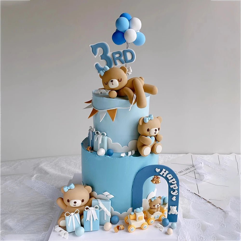 Cake Topper Ours 3D Bébé – Décoration Gâteau Baby Shower, Anniversaire 1 An & Gender Reveal Garçon Fille