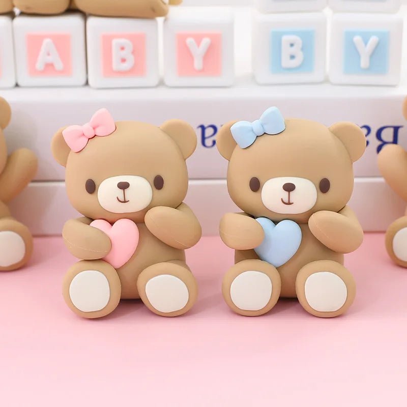 Pink & Blue Bear Cake Topper – Cake Decoration for Baby Shower, Children's Birthday & Wedding