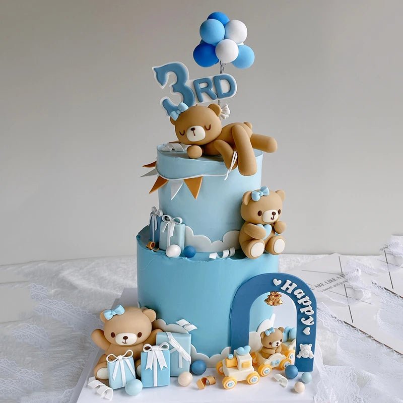 Cake Topper Ours Rose & Bleu – Décoration Gâteau Baby Shower, Anniversaire Enfant & Mariage