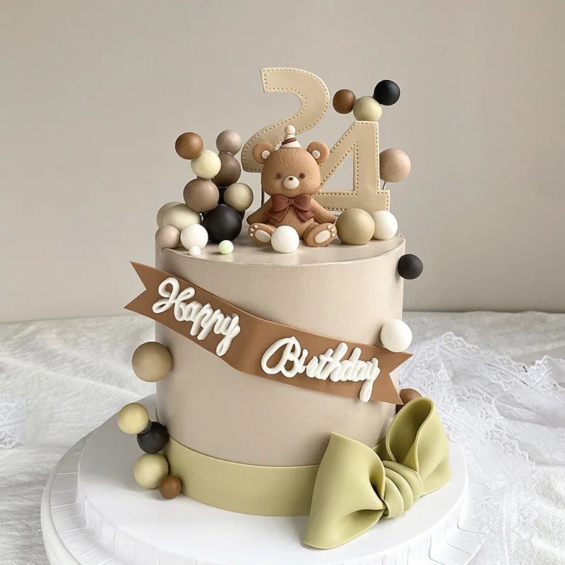 Pink & Blue Bear Cake Topper – Cake Decoration for Baby Shower, Children's Birthday & Wedding