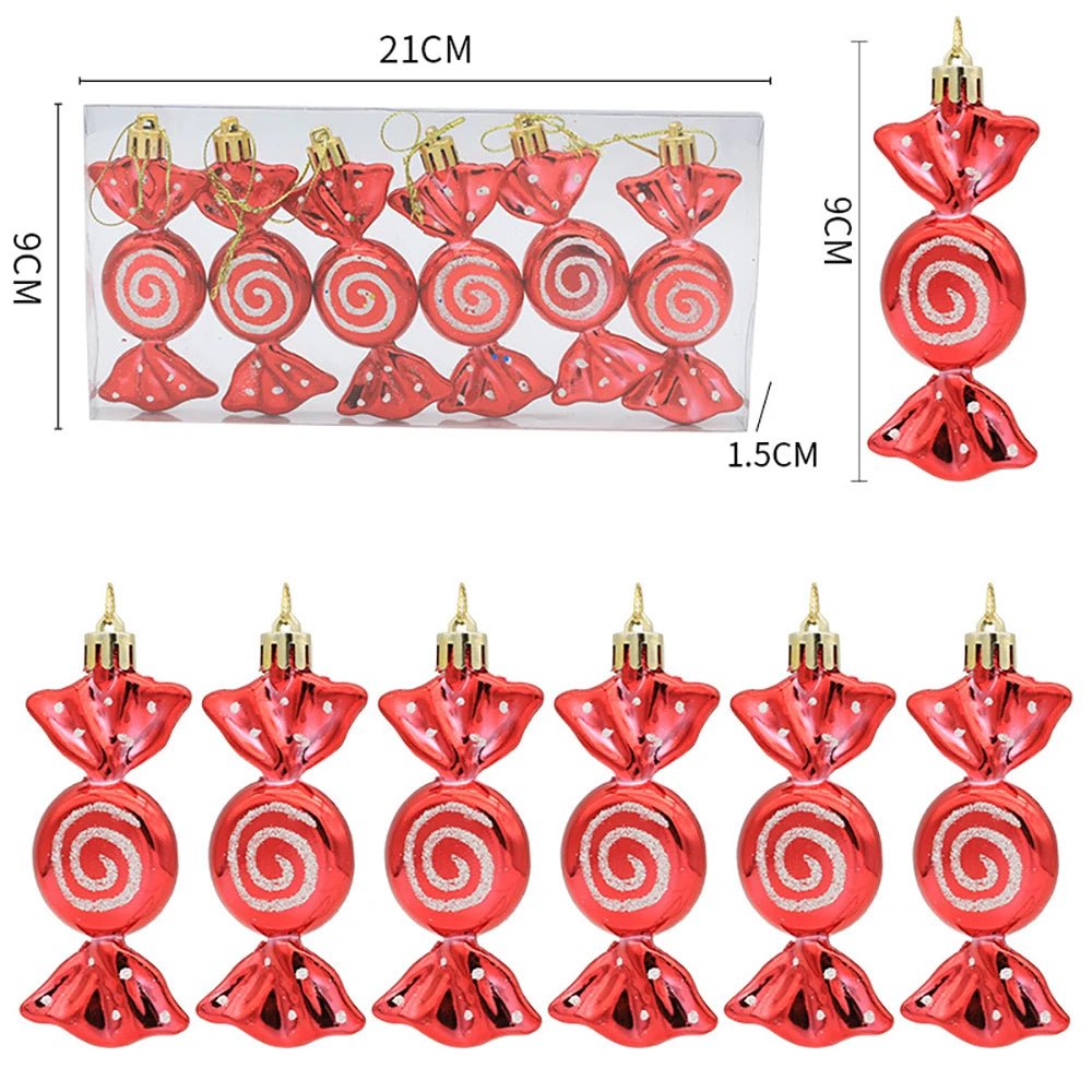 Canne de Bonbon & Pomme de Pin Rouge Or – Décoration Sapin Noël 2025 Tendance, Ornement Suspendu