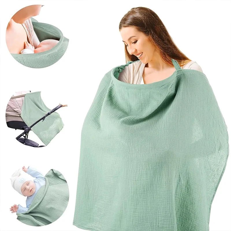Cape d’allaitement mousseline respirante — Couverture Coton Douce & Discrète | Tablier Allaitement Bébé