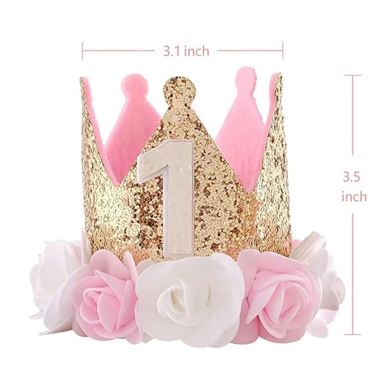 Chapeau Anniversaire 1 An Bébé Fille – Couronne Princesse Rose Gold & Rose Premier Anniversaire