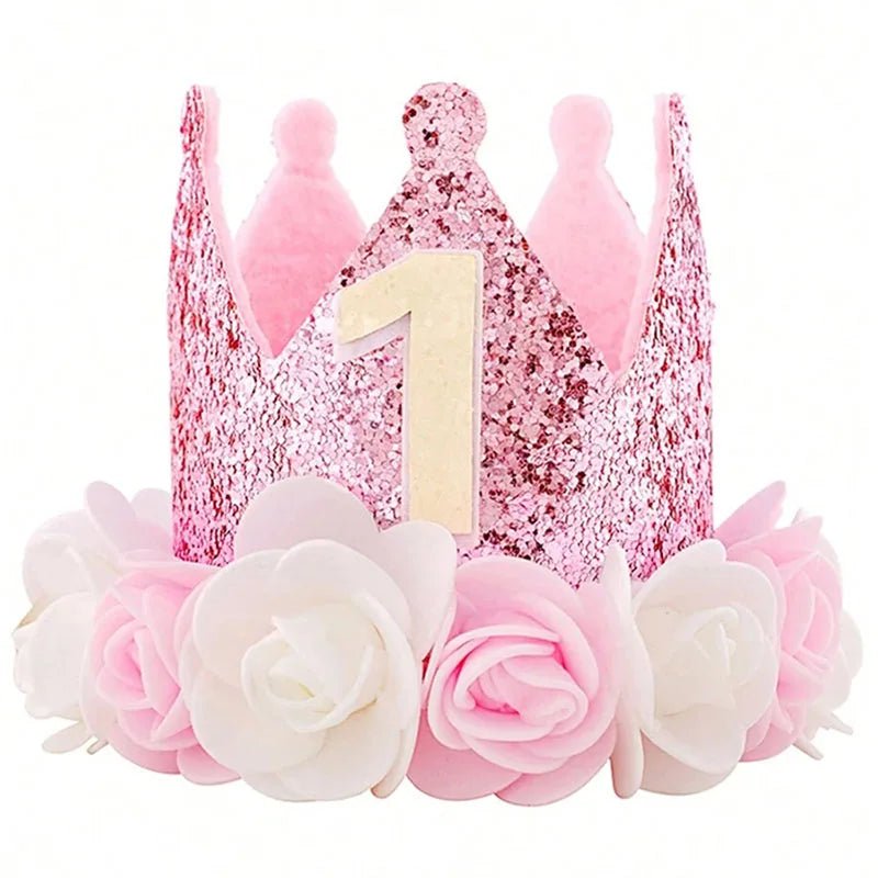 Chapeau Anniversaire 1 An Bébé Fille – Couronne Princesse Rose Gold & Rose Premier Anniversaire