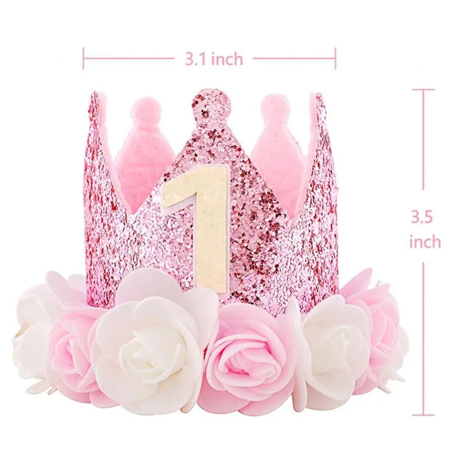 Chapeau Anniversaire 1 An Bébé Fille – Couronne Princesse Rose Gold & Rose Premier Anniversaire