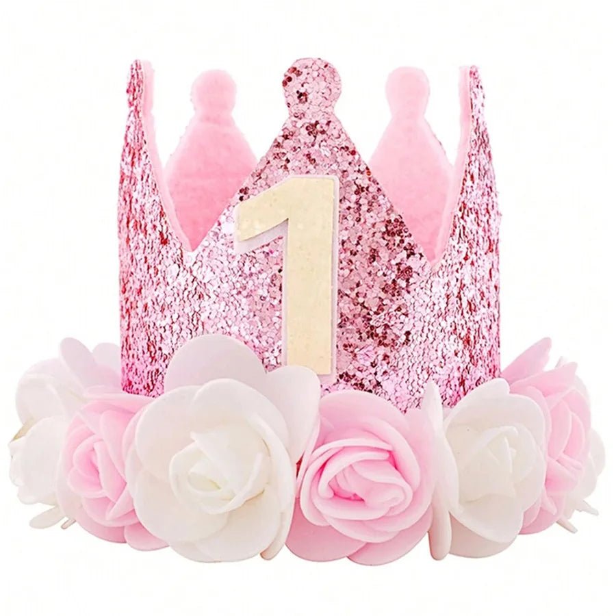 Chapeau Anniversaire 1 An Bébé Fille – Couronne Princesse Rose Gold & Rose Premier Anniversaire
