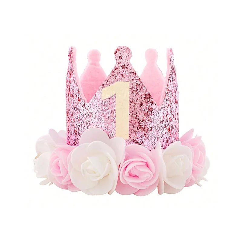 Chapeau Anniversaire 1 An Bébé Fille – Couronne Princesse Rose Gold & Rose Premier Anniversaire