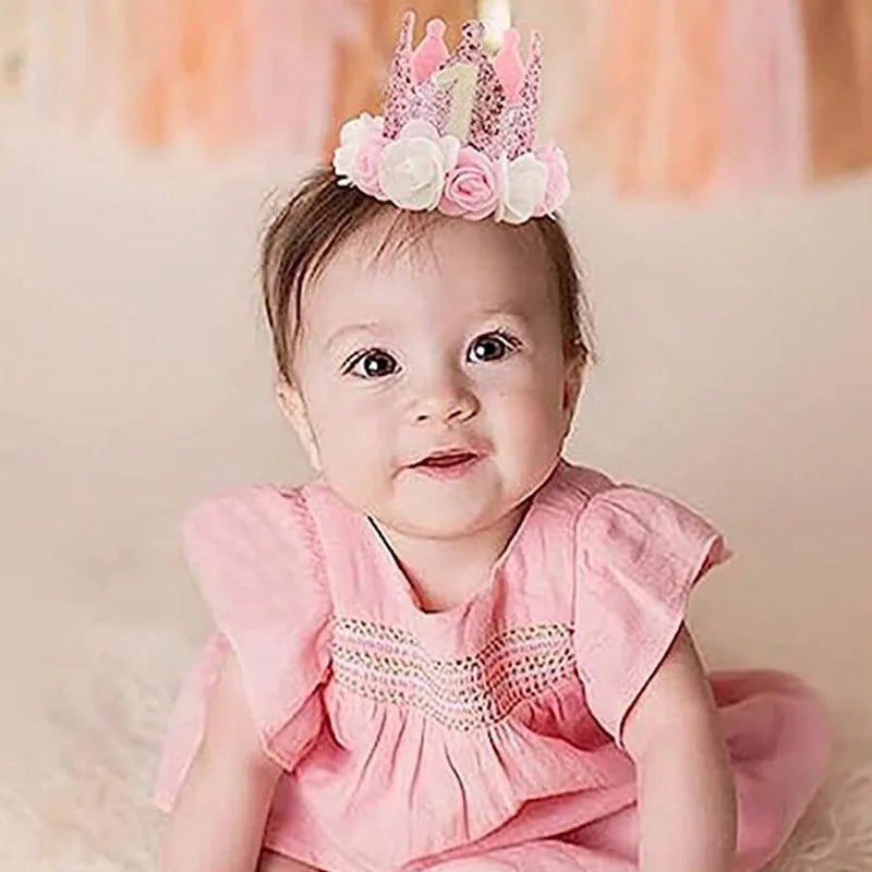 Chapeau Anniversaire 1 An Bébé Fille – Couronne Princesse Rose Gold & Rose Premier Anniversaire