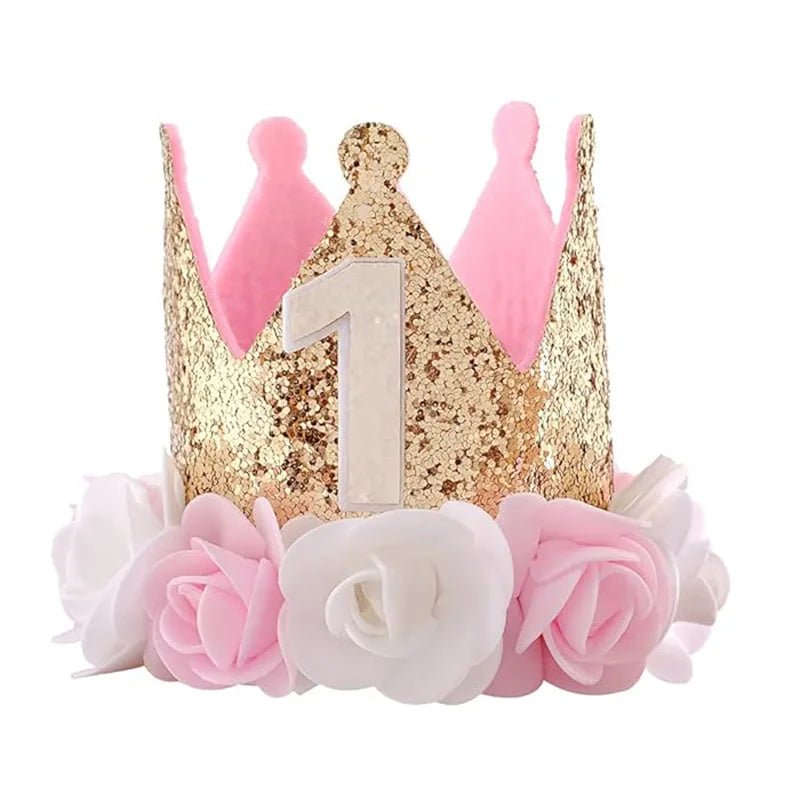 Chapeau Anniversaire 1 An Bébé Fille – Couronne Princesse Rose Gold & Rose Premier Anniversaire