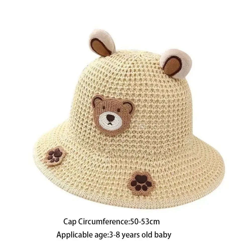 Chapeau anti-UV bébé — Paille Cartoon Mignon Plage & Extérieur | Fille & Garçon 0-3 Mois à 3 Ans