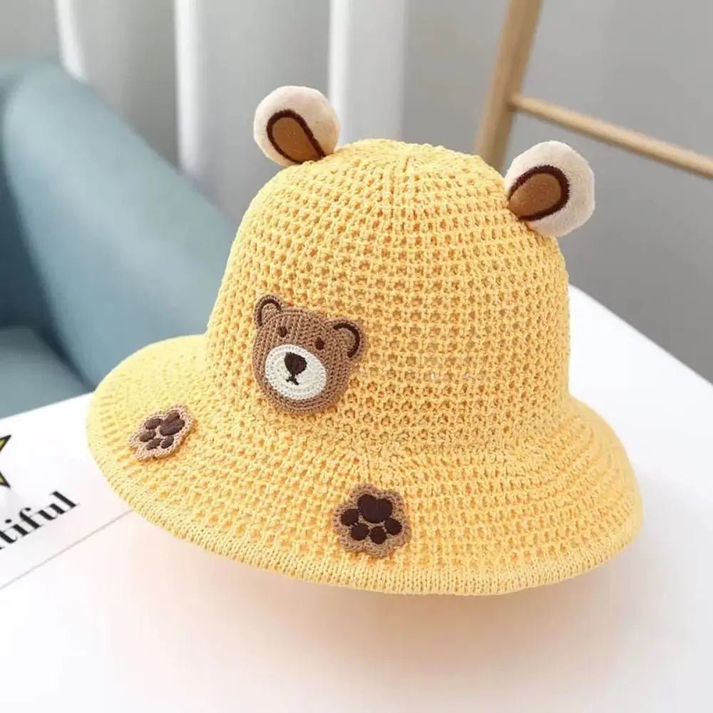 Chapeau anti-UV bébé — Paille Cartoon Mignon Plage & Extérieur | Fille & Garçon 0-3 Mois à 3 Ans