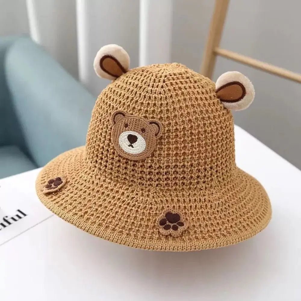 Chapeau anti-UV bébé — Paille Cartoon Mignon Plage & Extérieur | Fille & Garçon 0-3 Mois à 3 Ans
