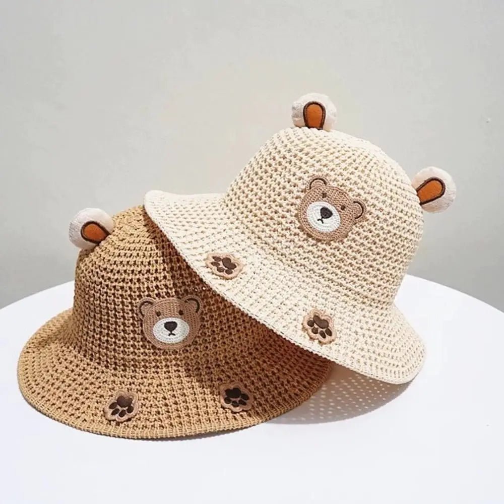 Chapeau anti-UV bébé — Paille Cartoon Mignon Plage & Extérieur | Fille & Garçon 0-3 Mois à 3 Ans