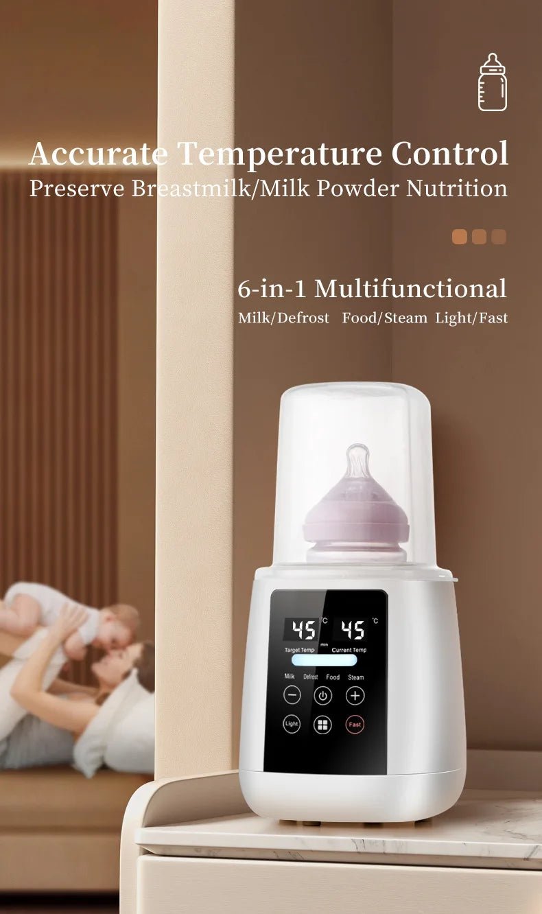 Chauffe-Biberon Stérilisateur 6 en 1 – Chauffe Lait Maternel Multifonction Contrôle Température LCD