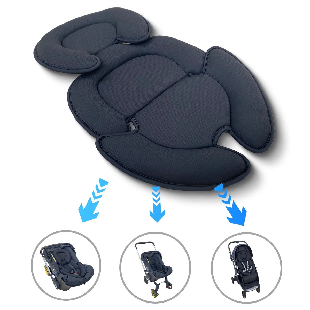 Réducteur Coussin Universel Poussette & Siège Auto – Soutien Tête & Corps Bébé | Compatible DOONA Nouveau-Né