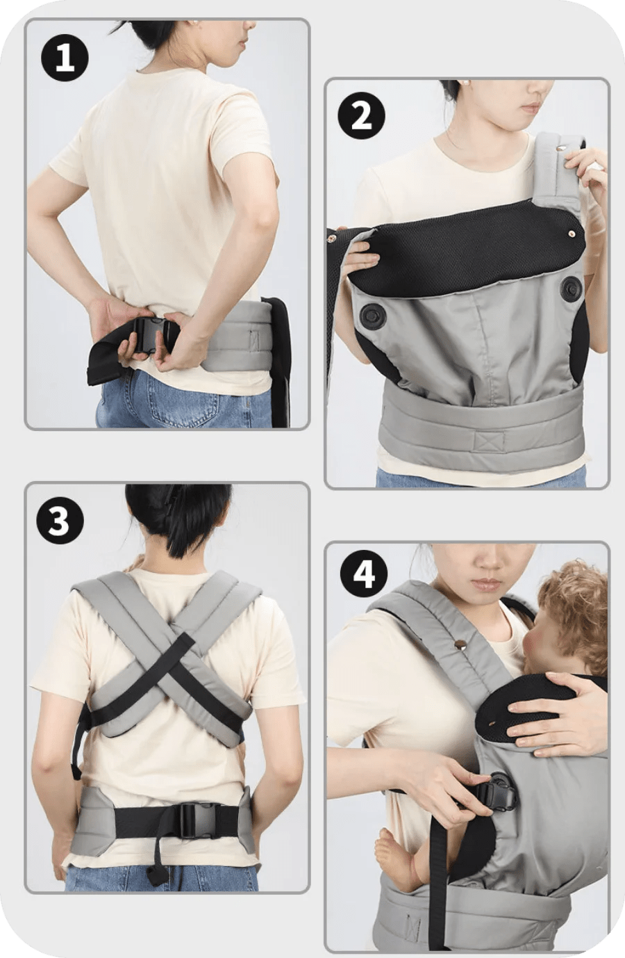 Écharpe de portage nouveau-né — Douce & Respirante Physiologique Peau à Peau | 3-20 kg