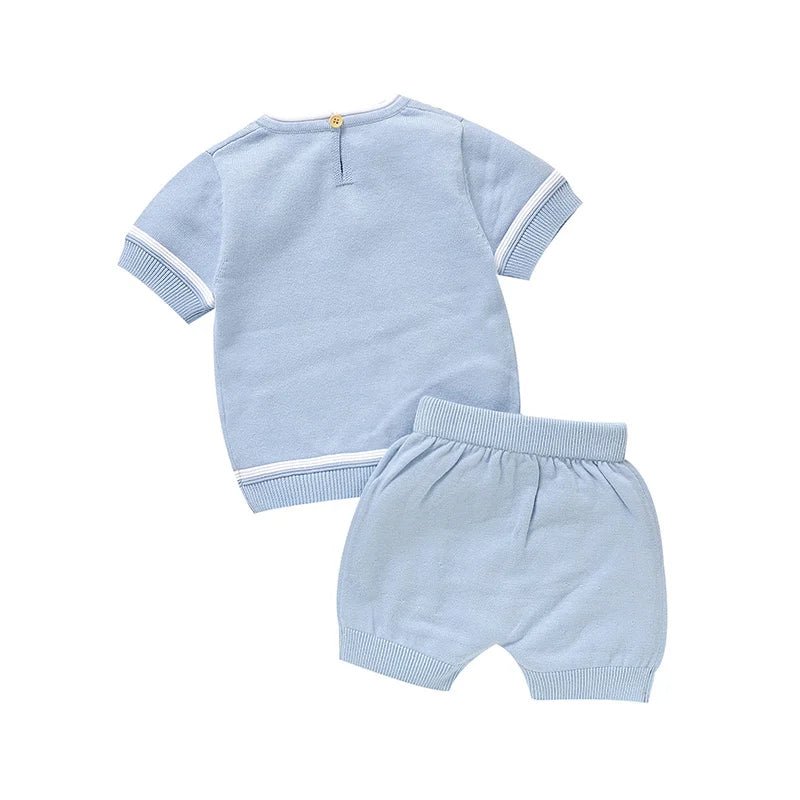 Ensemble Bébé Garçon Été T-shirt & Short Tricoté 100% Coton – 3-18 Mois