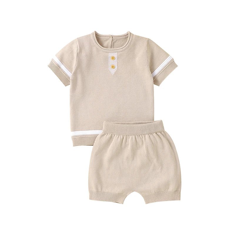 Ensemble Bébé Garçon Été T-shirt & Short Tricoté 100% Coton – 3-18 Mois