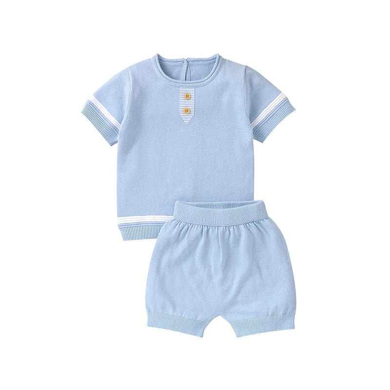 Ensemble Bébé Garçon Été T-shirt & Short Tricoté 100% Coton – 3-18 Mois