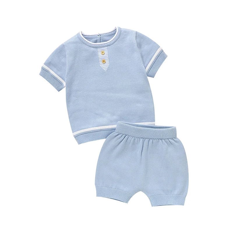 Ensemble Bébé Garçon Été T-shirt & Short Tricoté 100% Coton – 3-18 Mois